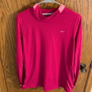 Nike womens Running Dri-Fit Pink XL long sleeve with hood top